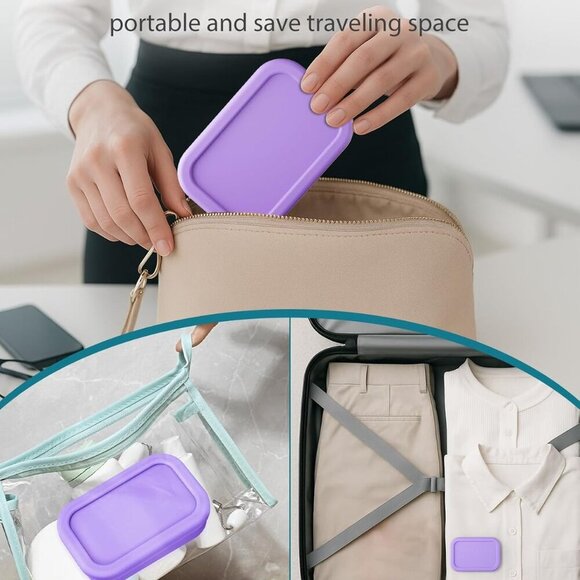 Solid Shampoo Bar Holder, Large Leakproof Travel Soap Case, Silicone Soap Box wi - Picture 7 of 7